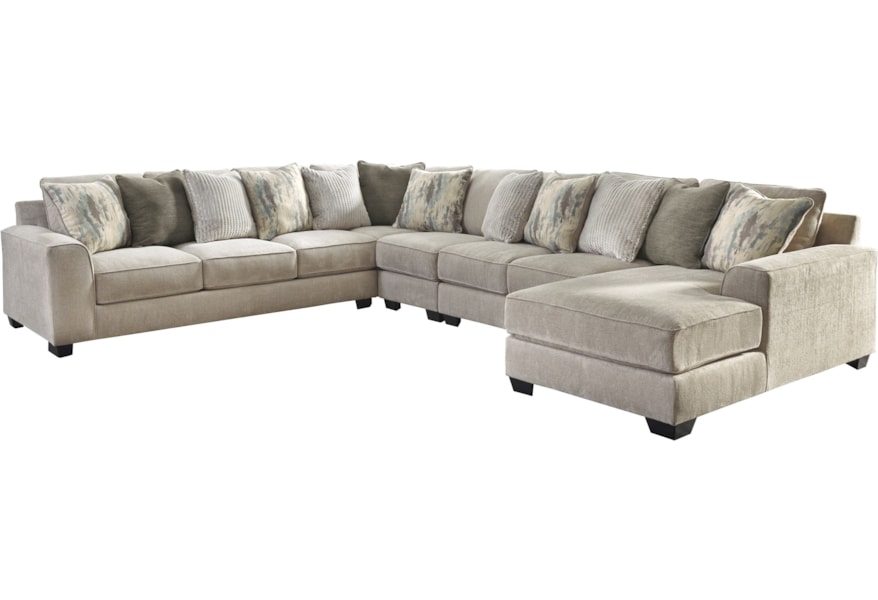 Benchcraft Ardsley Contemporary 5 Piece Sectional With Right