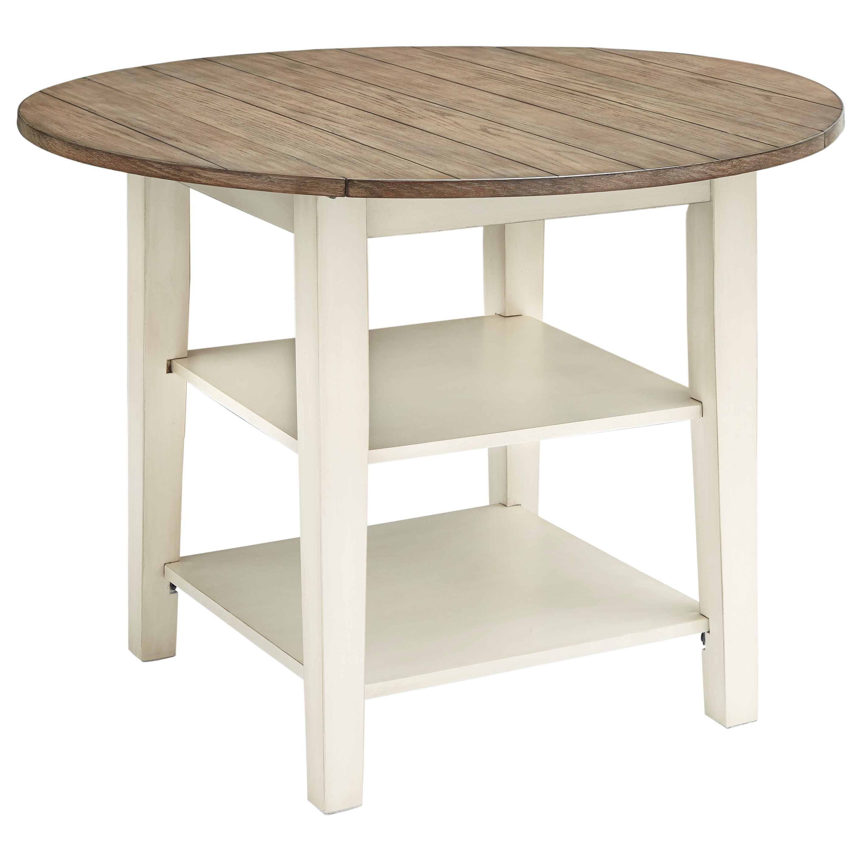 Benchcraft Bardilyn Two Tone Round Dining Room Drop Leaf Table