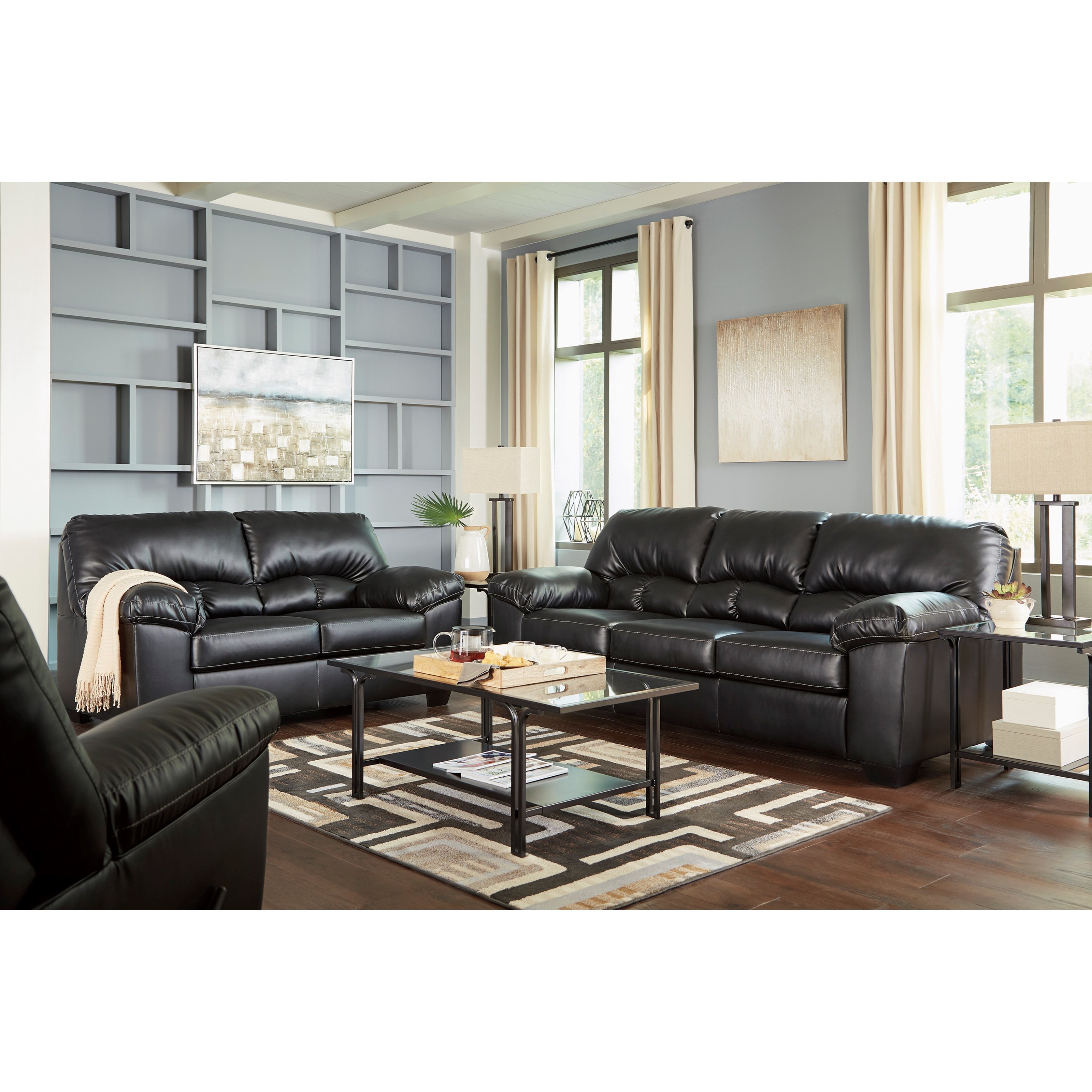 Benchcraft By Ashley Brazoria Casual Faux Leather Sofa Royal