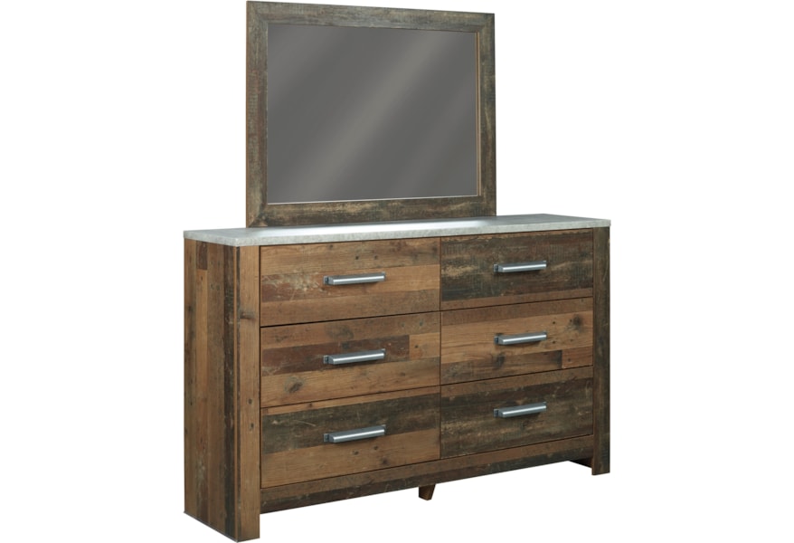 Benchcraft Chadbrook Rustic Dresser With Concrete Look Top