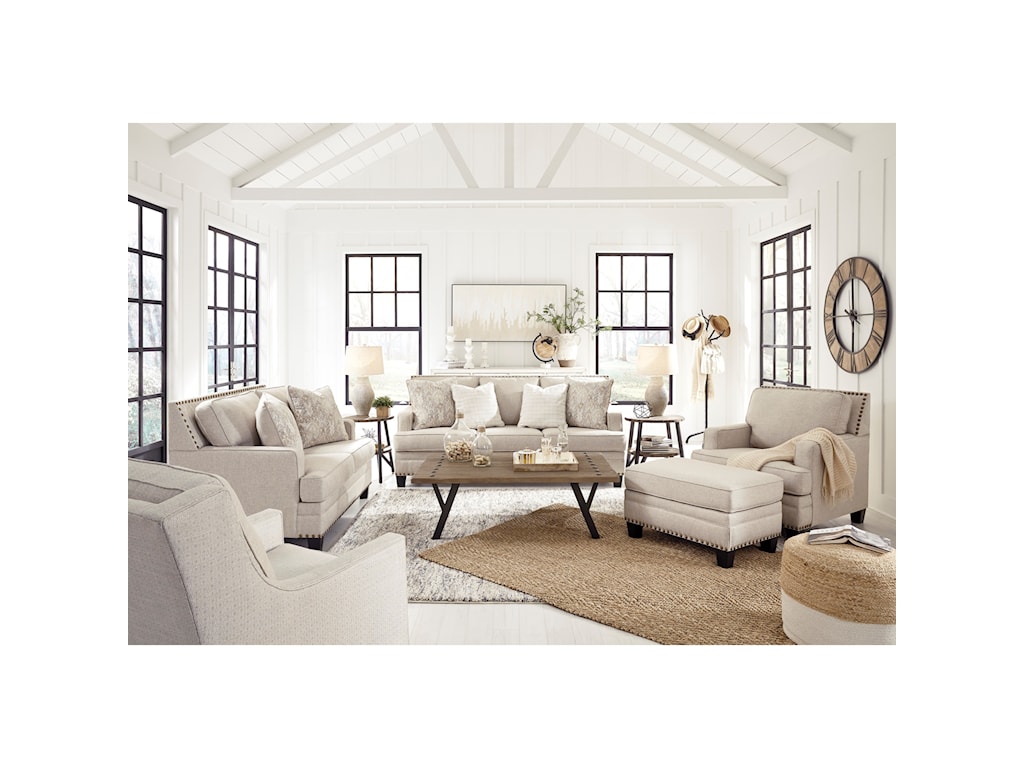 Signature Design By Ashley Claredon Transitional Loveseat With Nailhead Trim Conlin S Furniture Loveseats