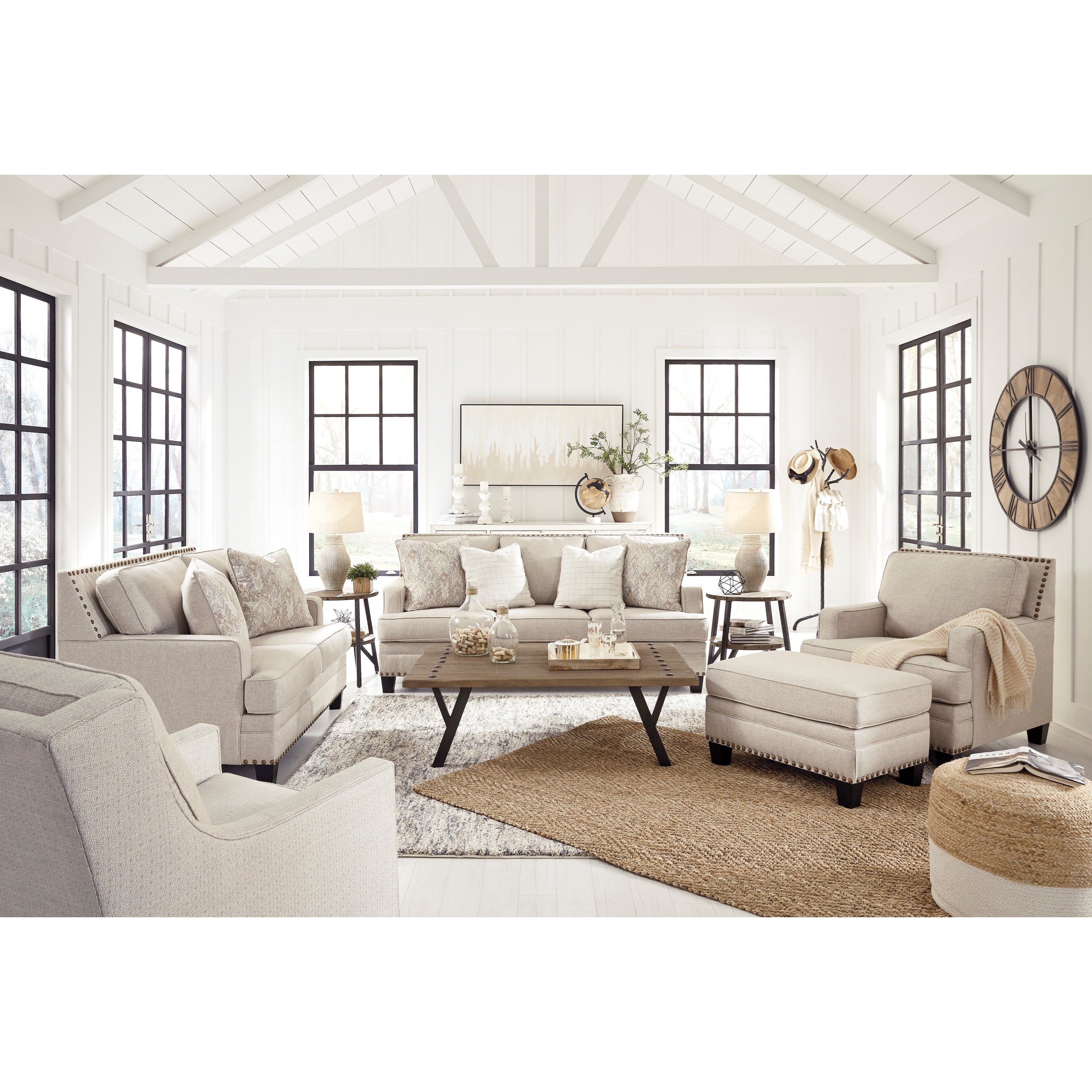 Benchcraft By Ashley Claredon Transitional Sofa With Nailhead Trim