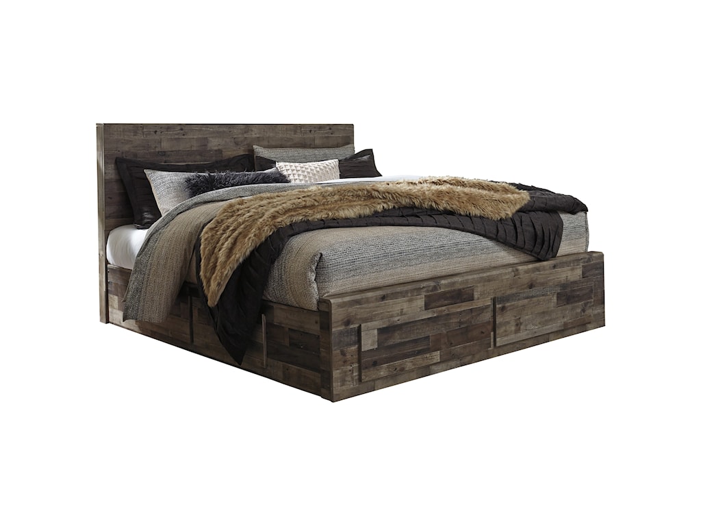 Benchcraft by Ashley Derekson Rustic Modern King Storage Bed with 
