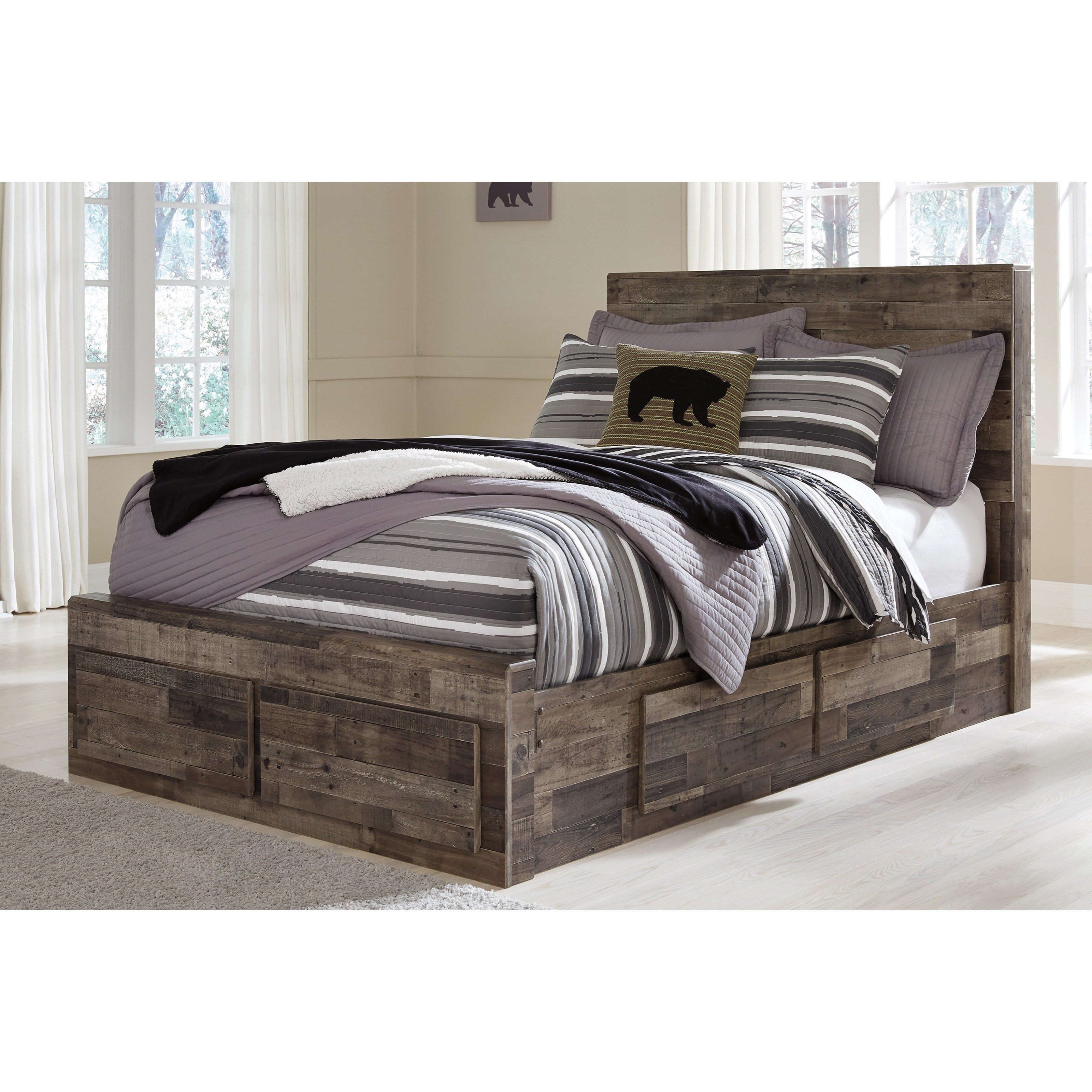 Benchcraft Derekson Rustic Modern Full Storage Bed With 6 Drawers