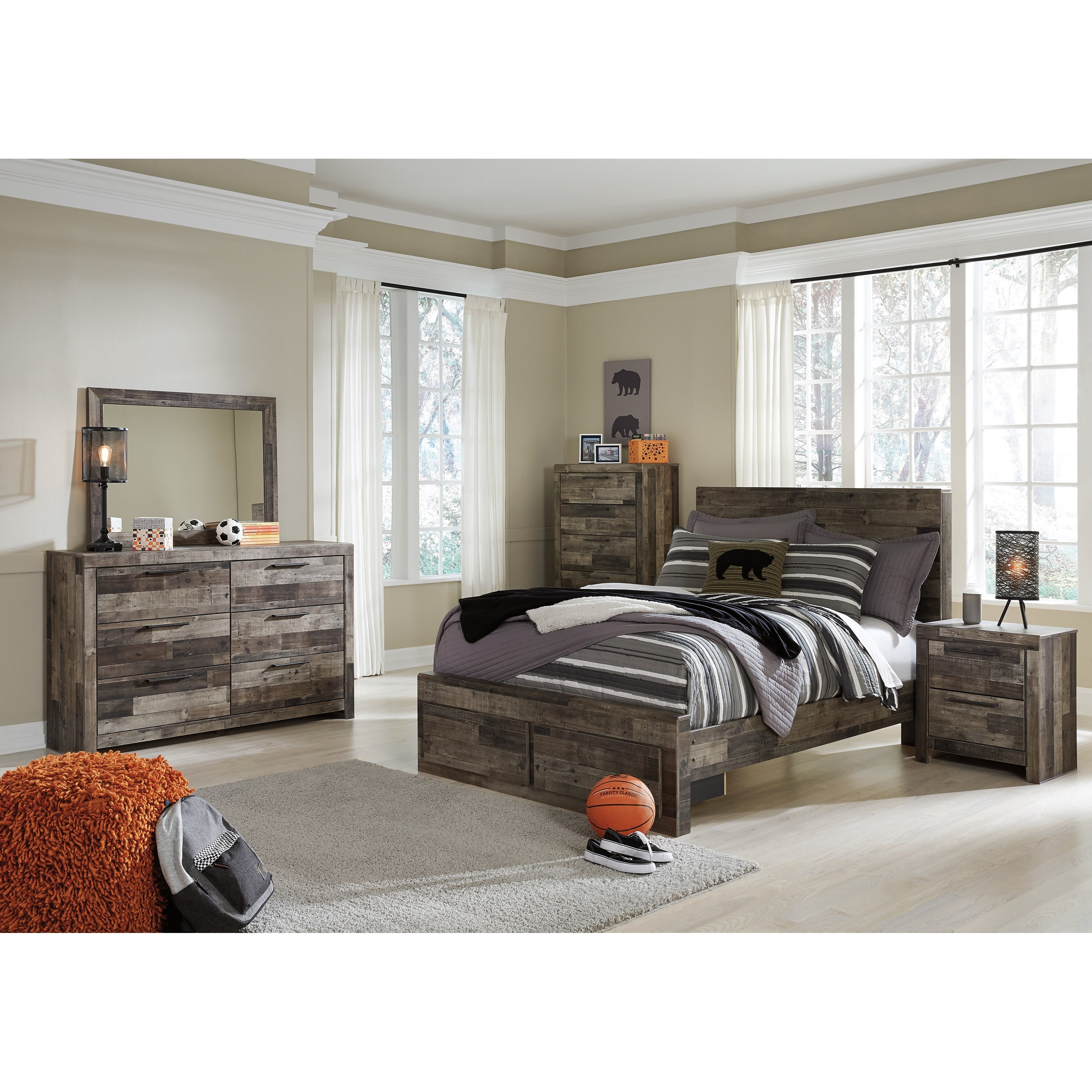 Benchcraft Derekson Rustic Modern Full Storage Bed With 2