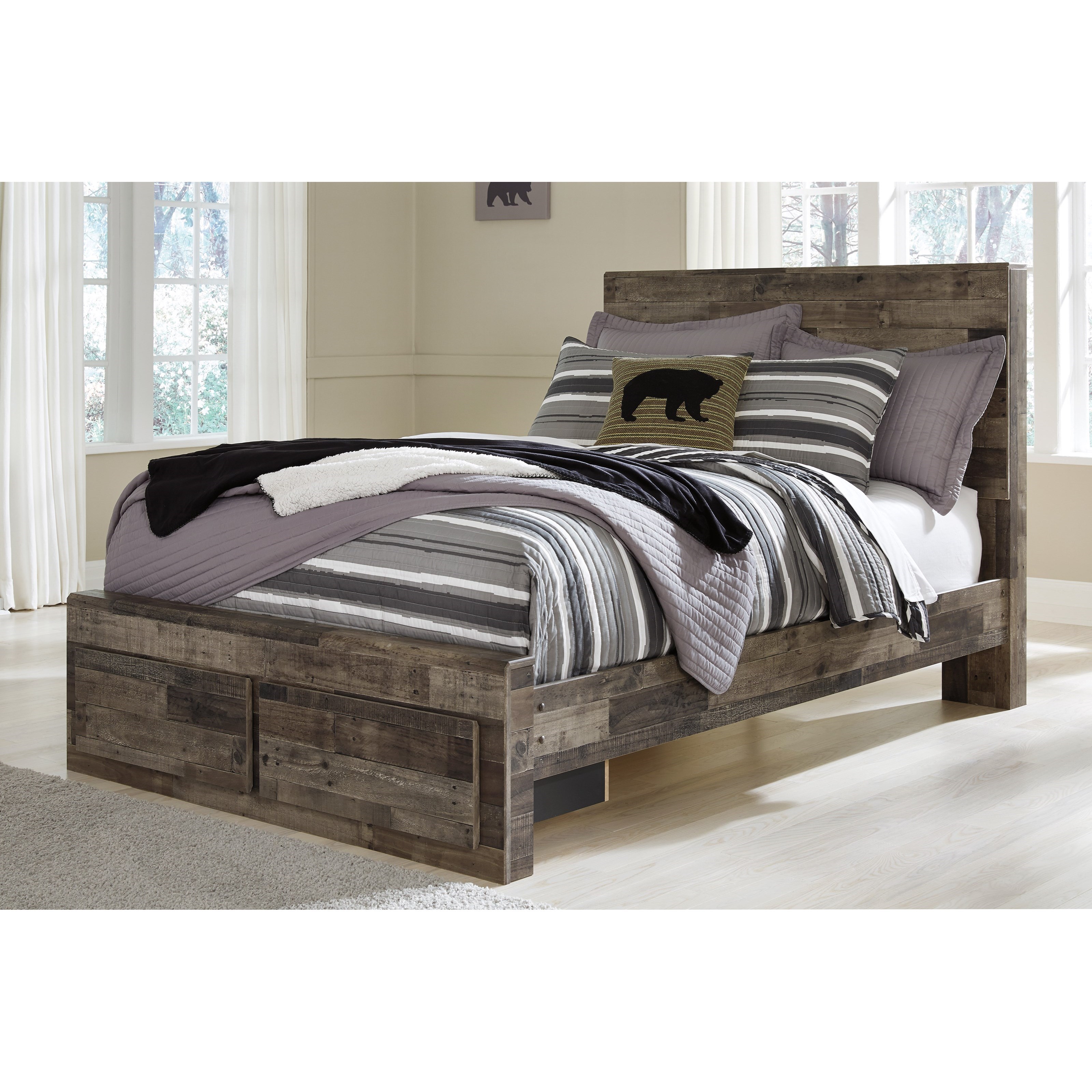 Benchcraft Derekson Rustic Modern Full Storage Bed With 2