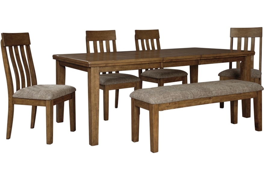 Benchcraft Flaybern 6 Piece Table And Chair Set With Bench Pilgrim Furniture City Table Chair Set With Bench