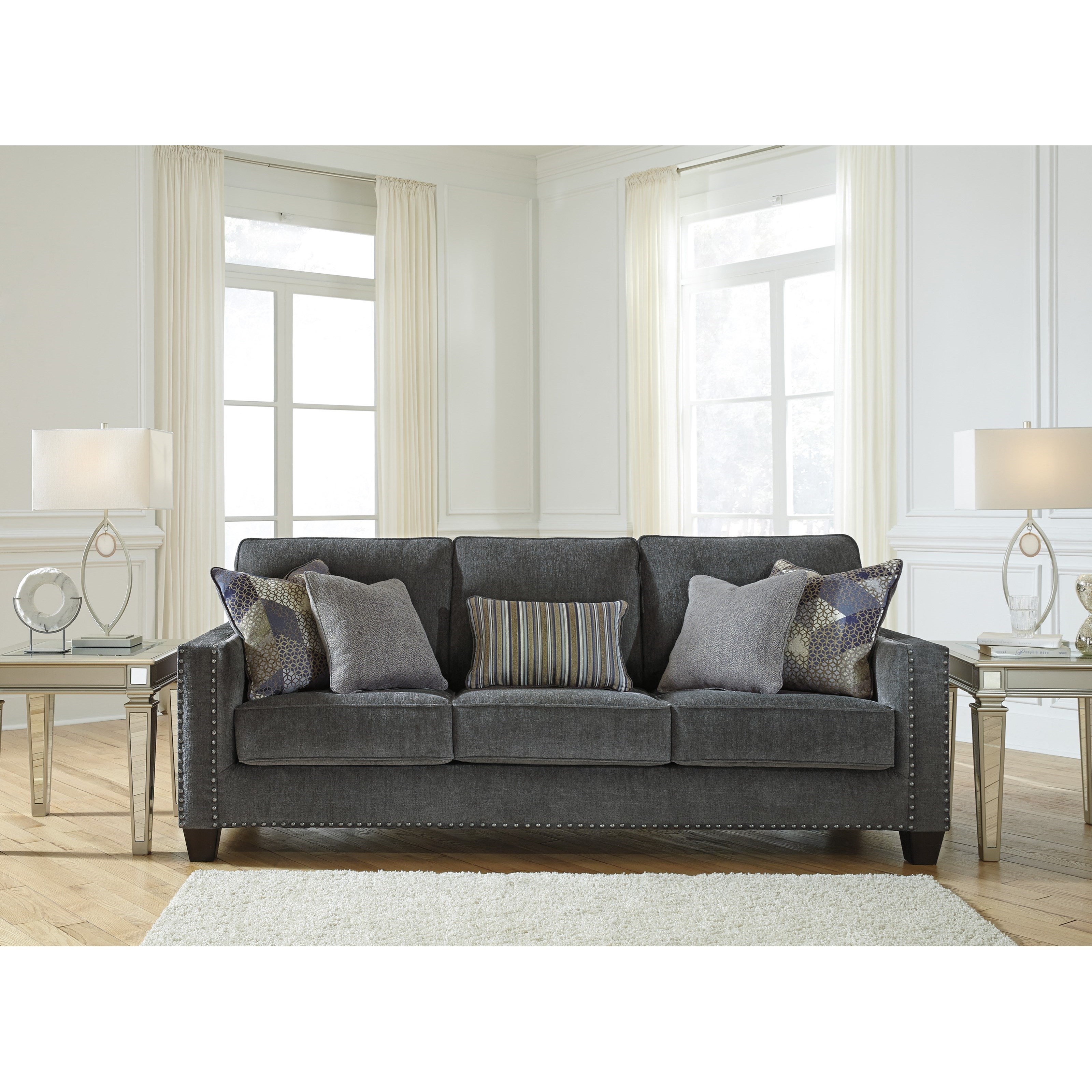 Benchcraft Gavril Contemporary Sofa With Nailhead Trim Reid S