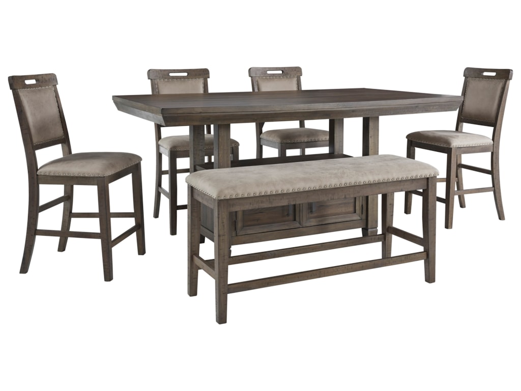 Benchcraft By Ashley Johurst 6 Piece Counter Height Dining Set With Bench Royal Furniture Table Chair Set With Bench Benchcraft By Ashley Johurst 6 Piece Counter Height Dining Set With Bench Royal Furniture Table Chair Set With Bench