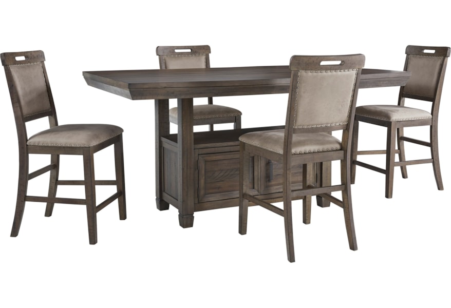 Benchcraft Johurst 5 Piece Counter Height Dining Set Simply Home By Lindy S Pub Table And Stool Sets