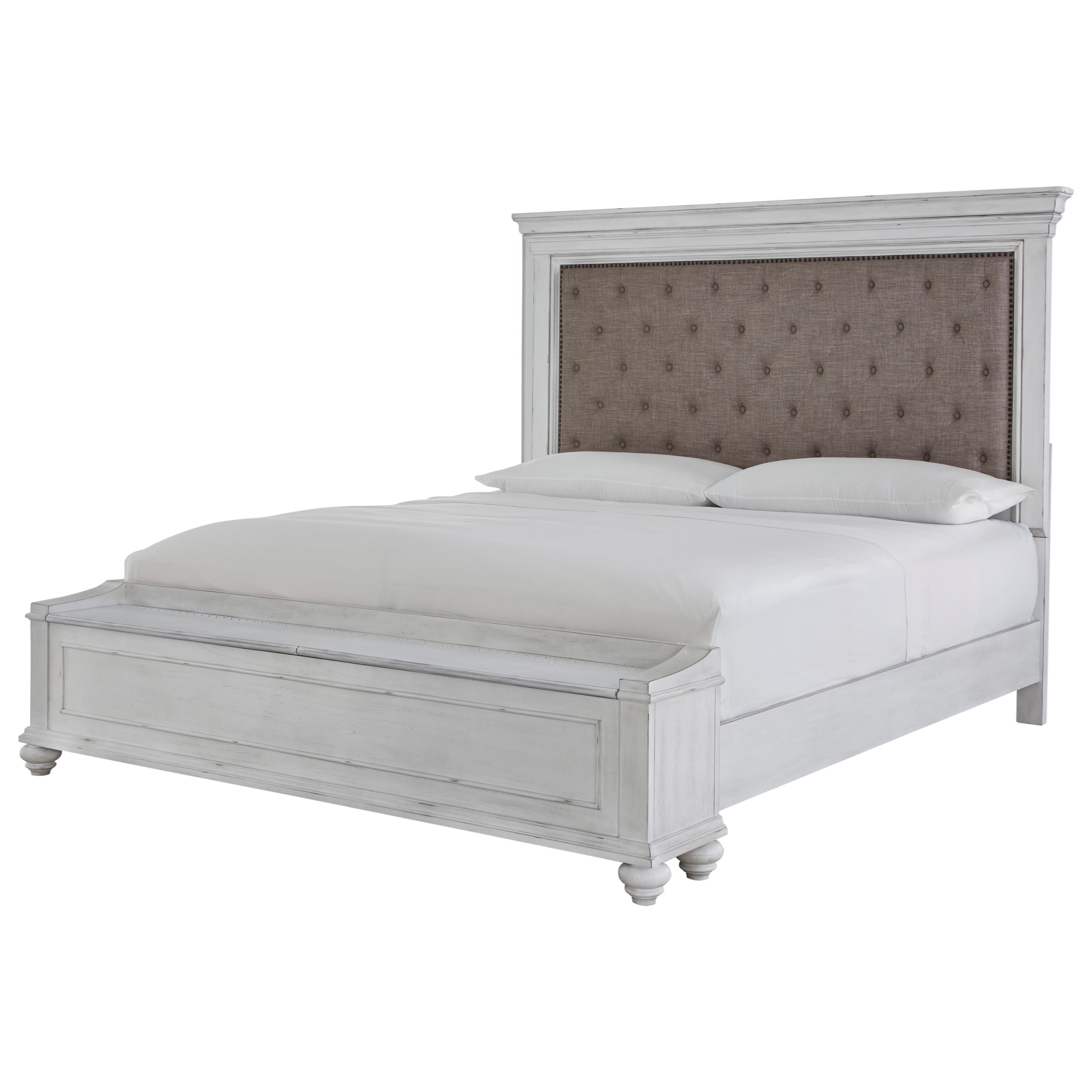Relaxed Vintage Queen Upholstered Bed with Storage Bench