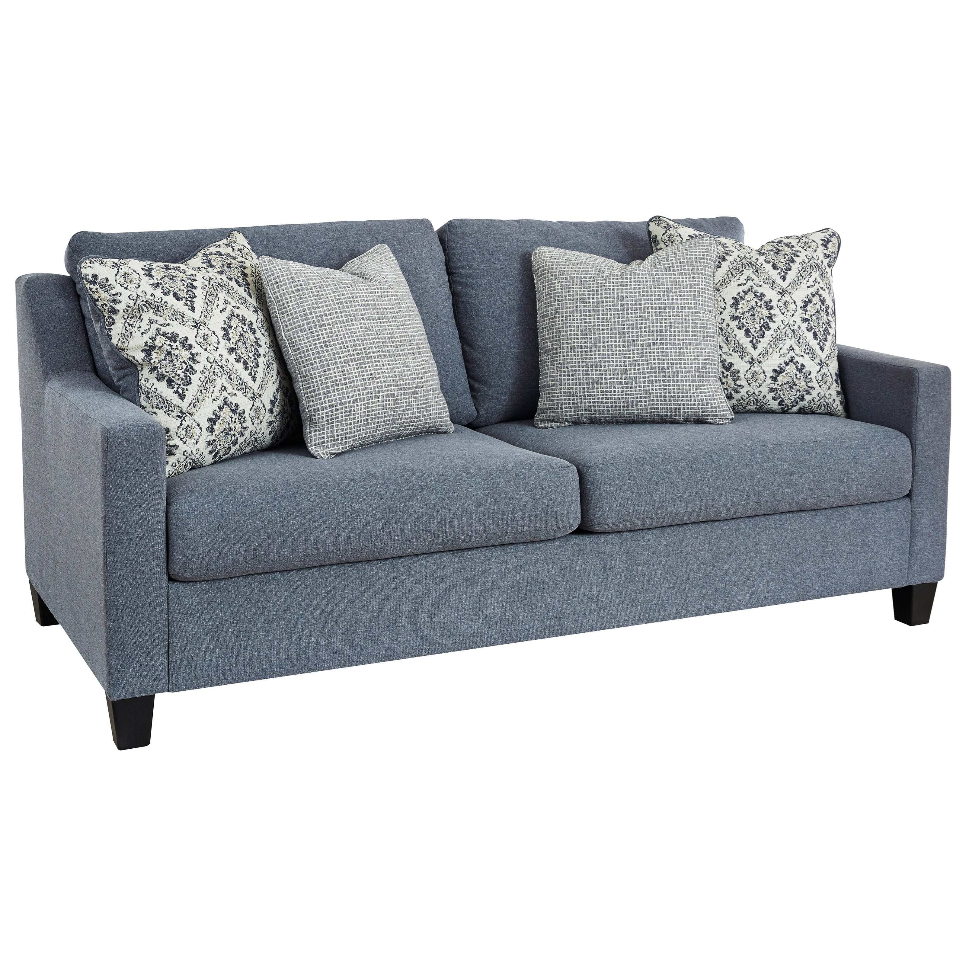 Benchcraft Lyric Contemporary Sofa In Blue Fabric Walker S Furniture Sofas