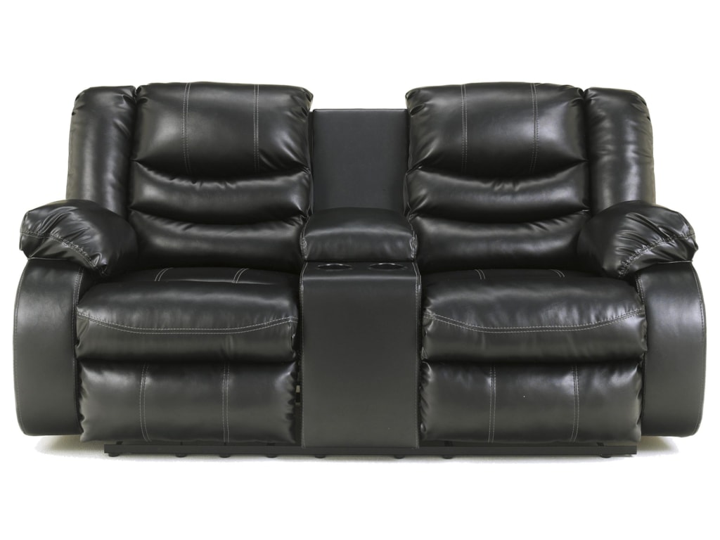 Benchcraft Linebacker Durablend Black Contemporary Double Benchcraft Linebacker Durablend Blackdbl Rec Loveseat W Console