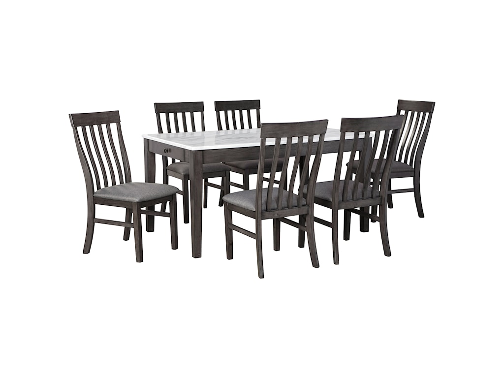 Benchcraft Luvoni 7 Piece Dining Set With Faux Marble Top Dining Table Wayside Furniture Dining 7 Or More Piece Sets