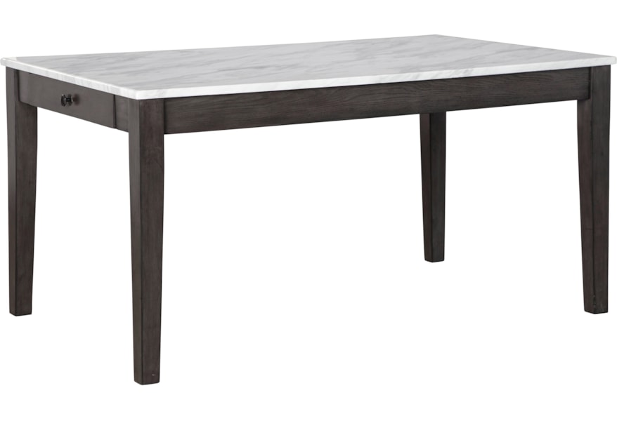 Benchcraft By Ashley Luvoni Rectangular Dining Room Table With White Faux Carrara Marble Top And 2 Drawers A1 Furniture Mattress Dining Tables