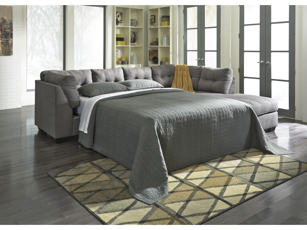 Benchcraft Maier Charcoal 2 Piece Sectional W Sleeper Sofa Right Chaise Wayside Furniture Sectional Sofas