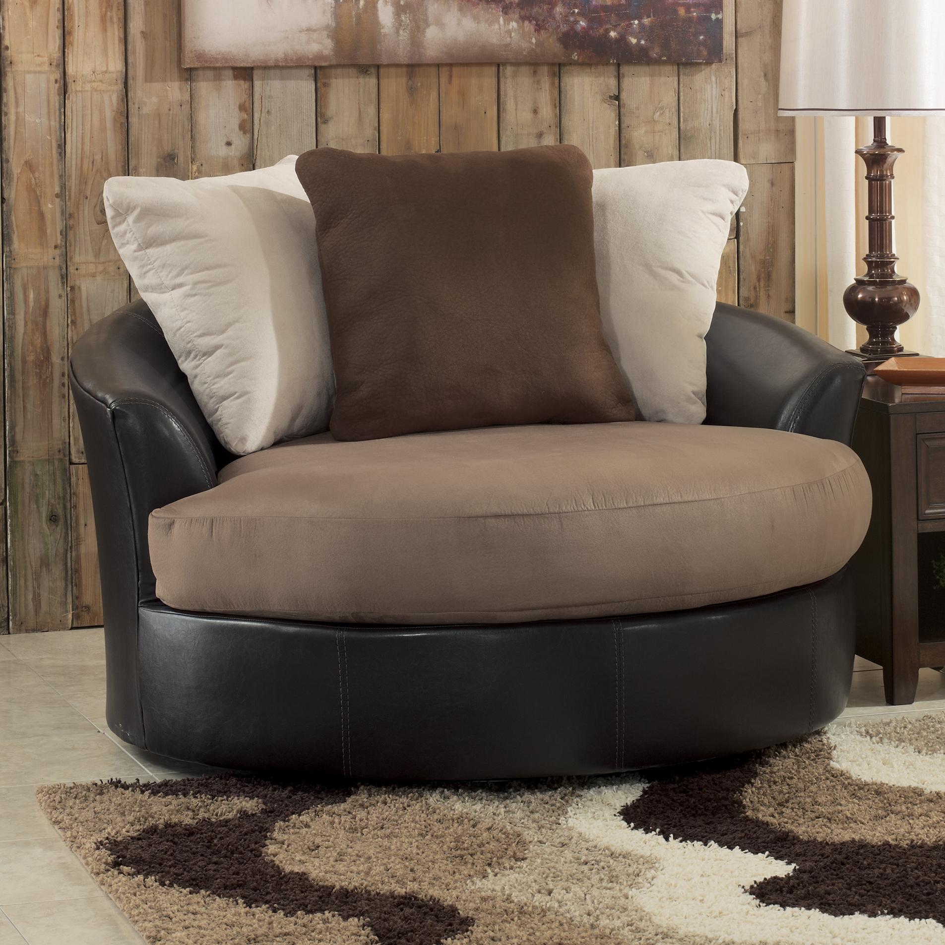 Benchcraft Masoli - Mocha Oversized Swivel Accent Chair ...