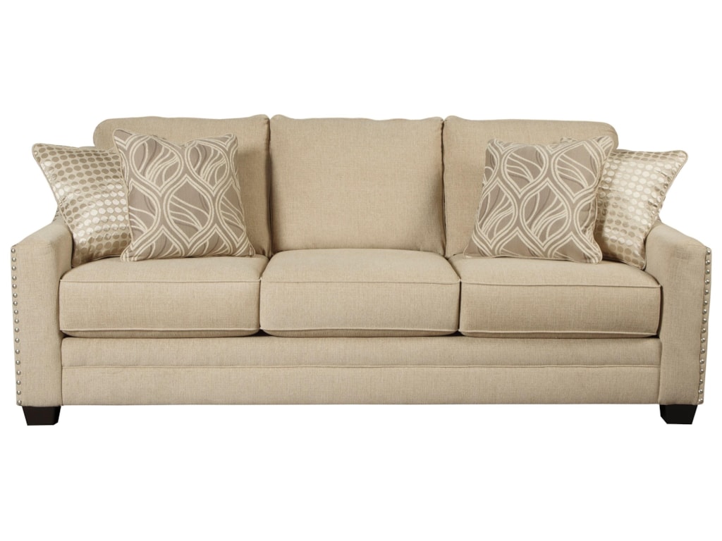 Benchcraft Mauricio Sofa With Coil Seat Cushions & Track Arms With Nailheads - Household Furniture - Sofa Benchcraft Mauricio Sofa With Coil Seat Cushions & Track Arms With Nailheads - Household Furniture - Sofa