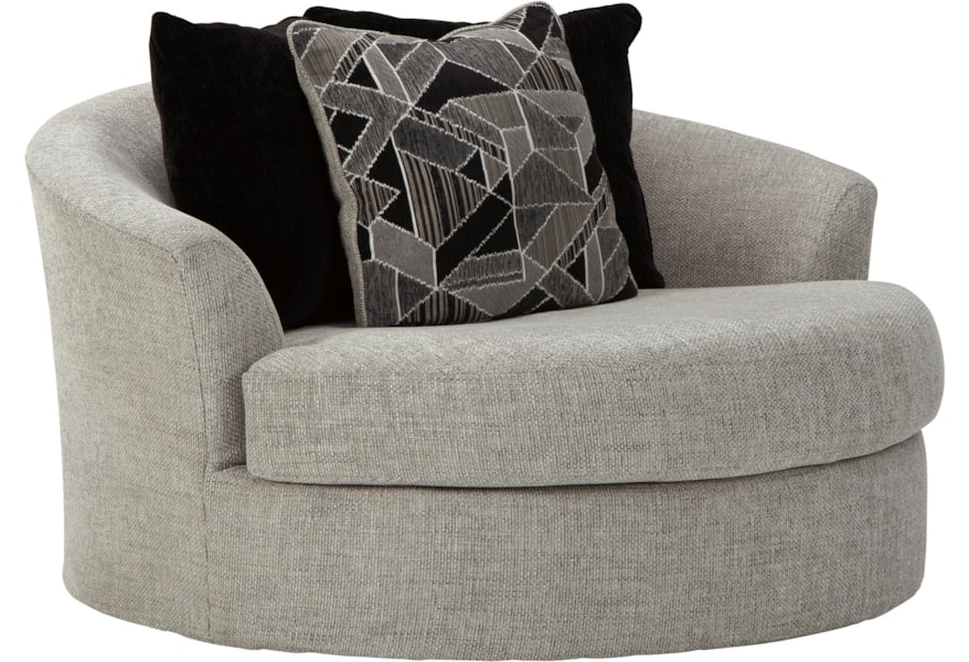 Benchcraft Megginson 9600621 Contemporary Oversized Round Swivel Chair Pilgrim Furniture City Upholstered Chairs