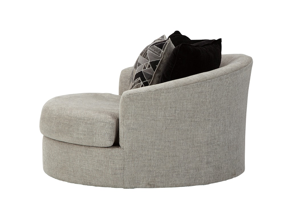 Benchcraft By Ashley Megginson Contemporary Oversized Round Swivel Chair Royal Furniture Upholstered Chairs
