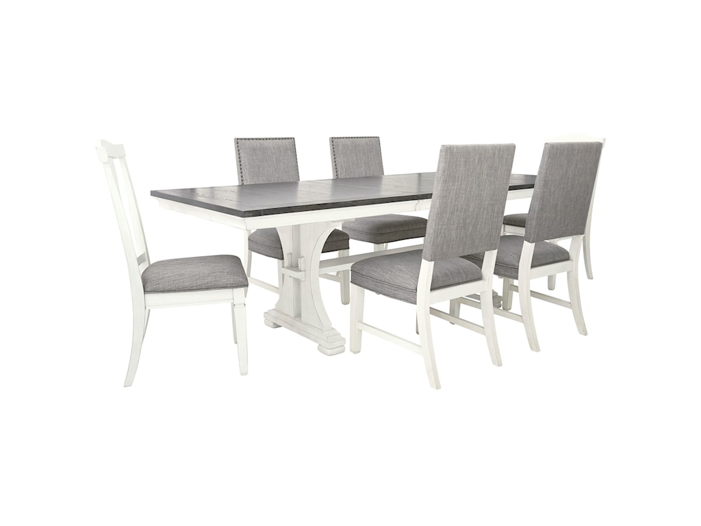 Benchcraft By Ashley Nashbryn Transitional 7 Piece Dining Set With Upholstered Dining Chairs Royal Furniture Dining 7 Or More Piece Sets