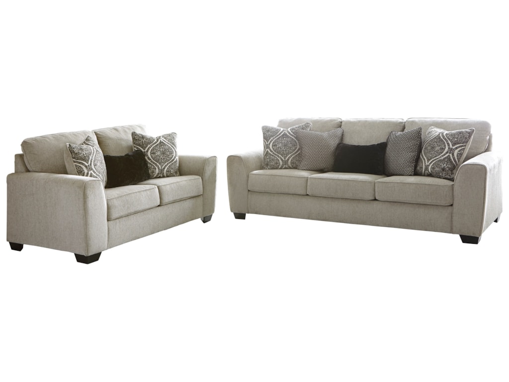 Benchcraft Parlston Contemporary Sofa With Five Toss Pillows