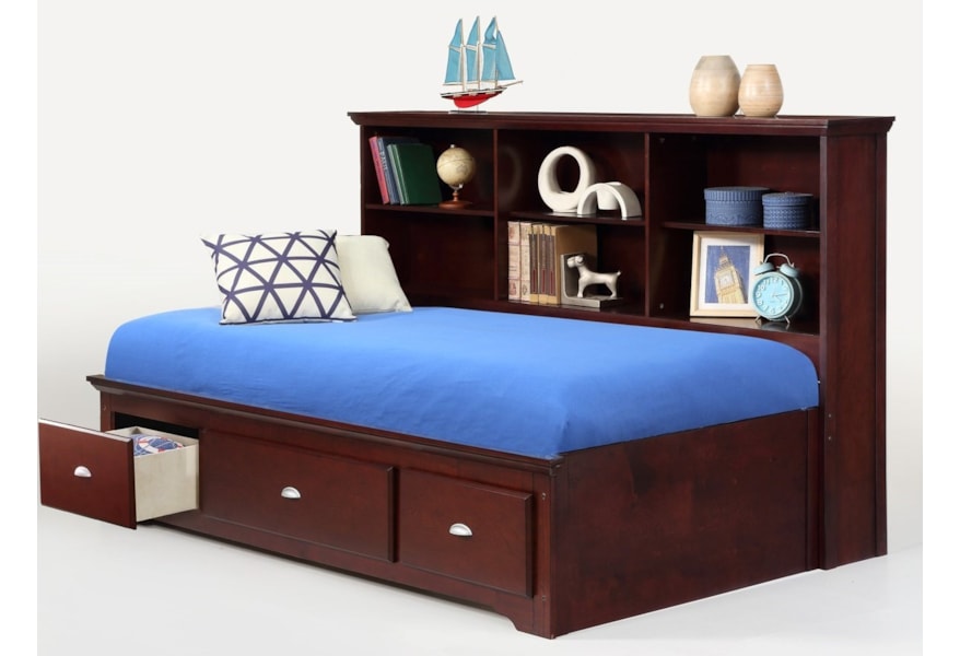 Bernards Ethan Full Lounge Bed With Bookcase Headboard Footboard Drawers Westrich Furniture Appliances Bookcase Beds
