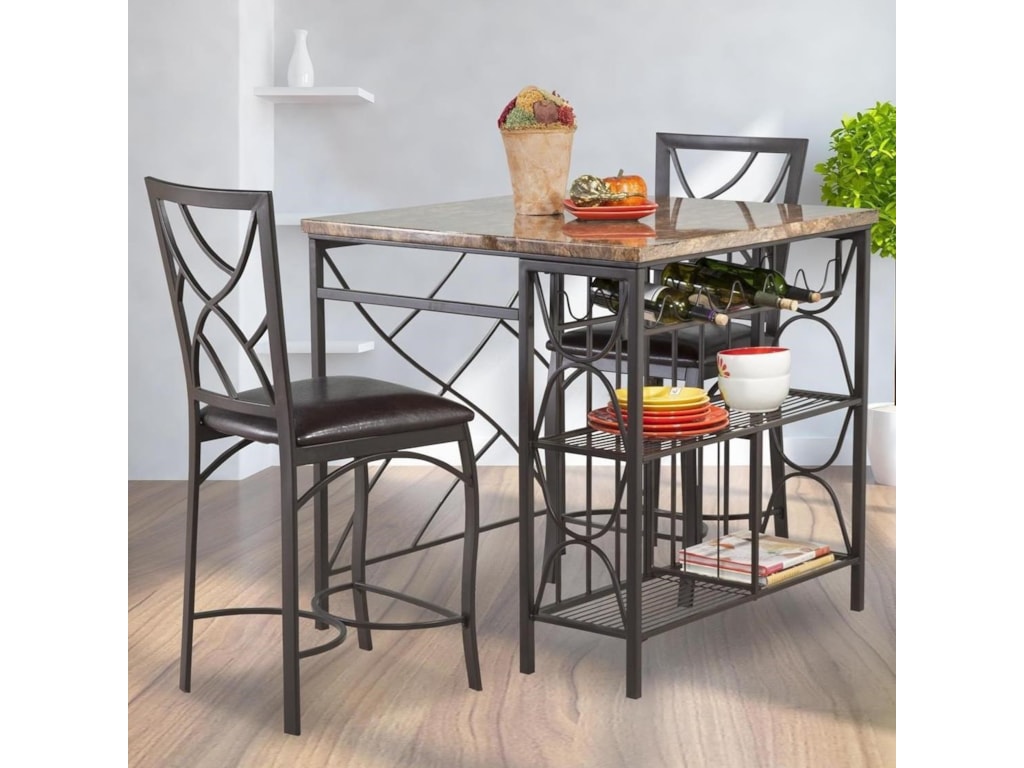 Ayden 3 Piece Counter Kitchen Island Set By Bernards At Wayside Furniture