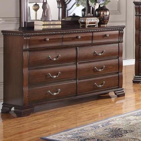 Bernards Isabella Traditional 9 Drawer Dresser Wayside Furniture