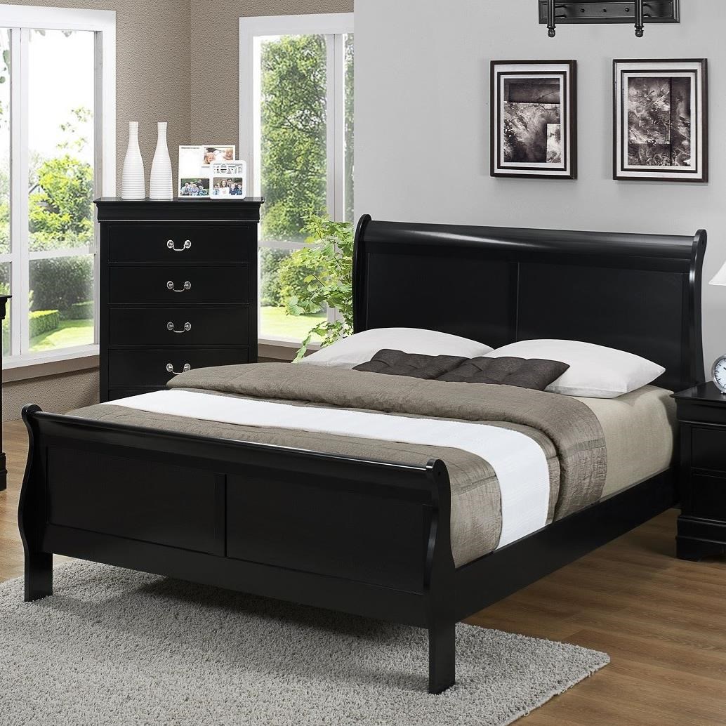 Bernards Jet Louis Philippe King Sleigh Bed In Black Paint Finish Westrich Furniture Appliances Sleigh Beds