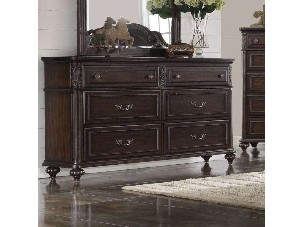 Bernards Nottingham Traditional Dresser In Dark Cherry Finish