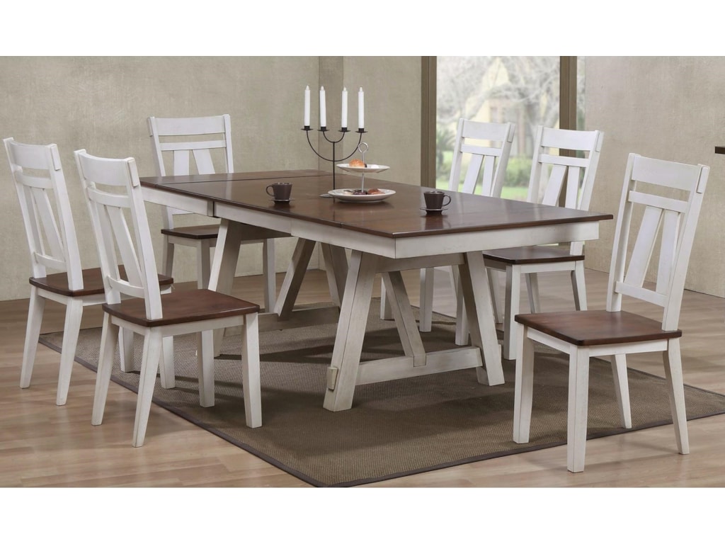 Bernards Winslow 7 Piece Two Tone Refectory Table Set Royal Furniture Dining 7 Or More Piece Sets