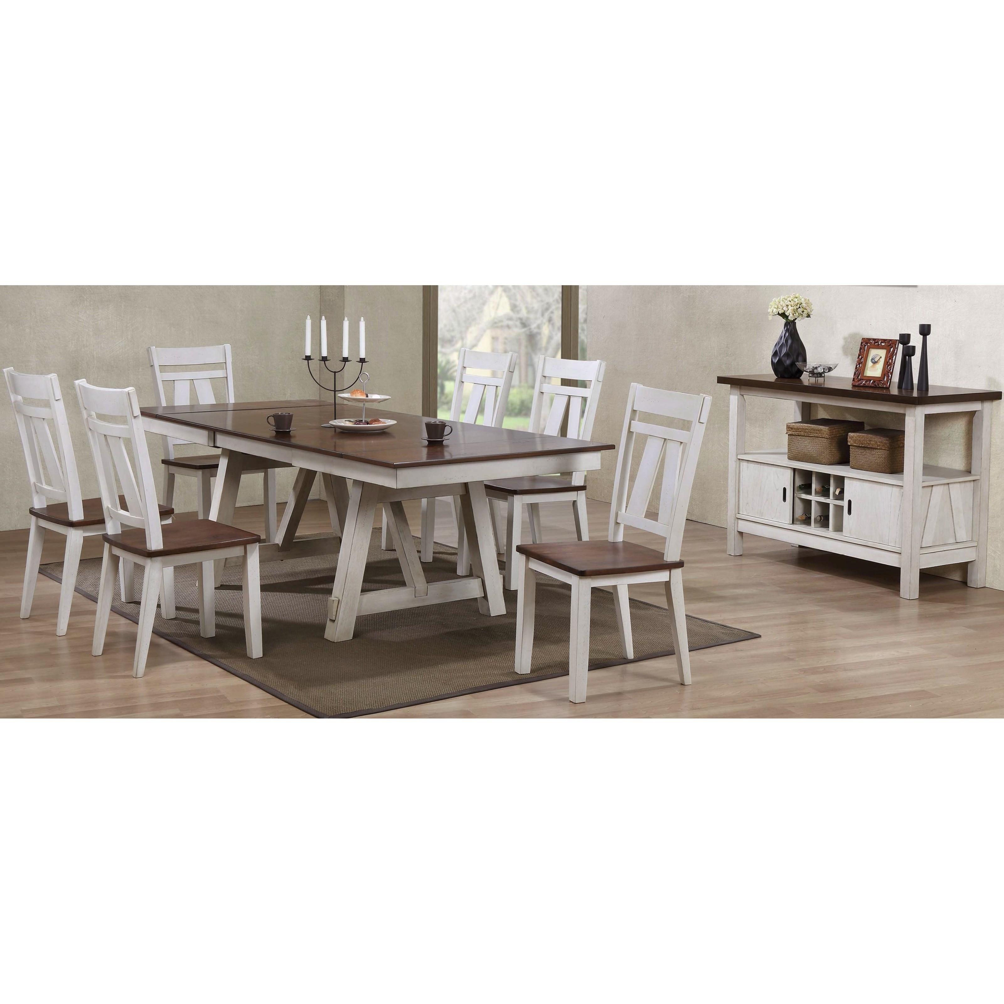 Bernards Winslow 7 Piece Two Tone Refectory Table Set Royal Furniture Dining 7 Or More Piece Sets