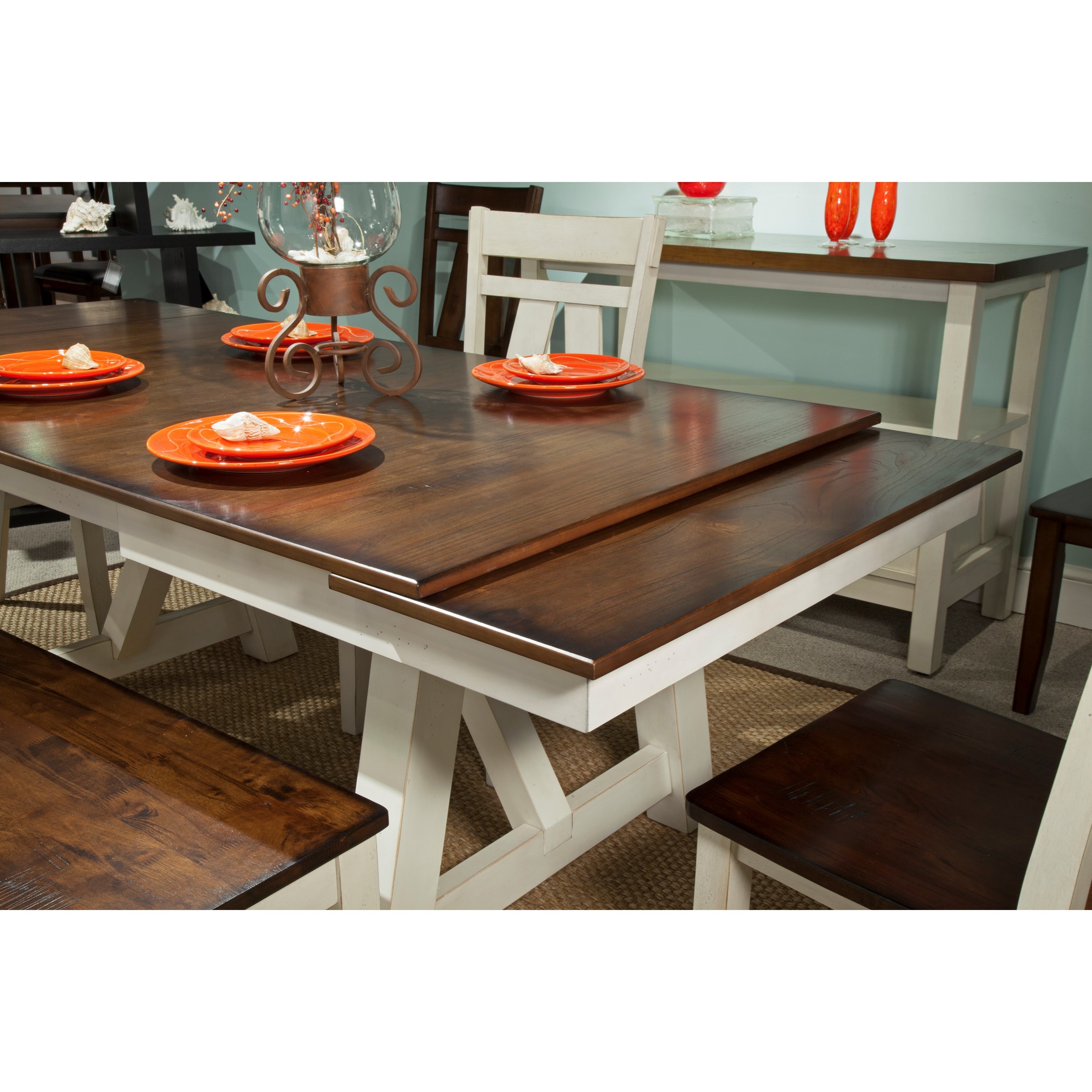 Bernards Winslow 7 Piece Two Tone Refectory Table Set Royal Furniture Dining 7 Or More Piece Sets
