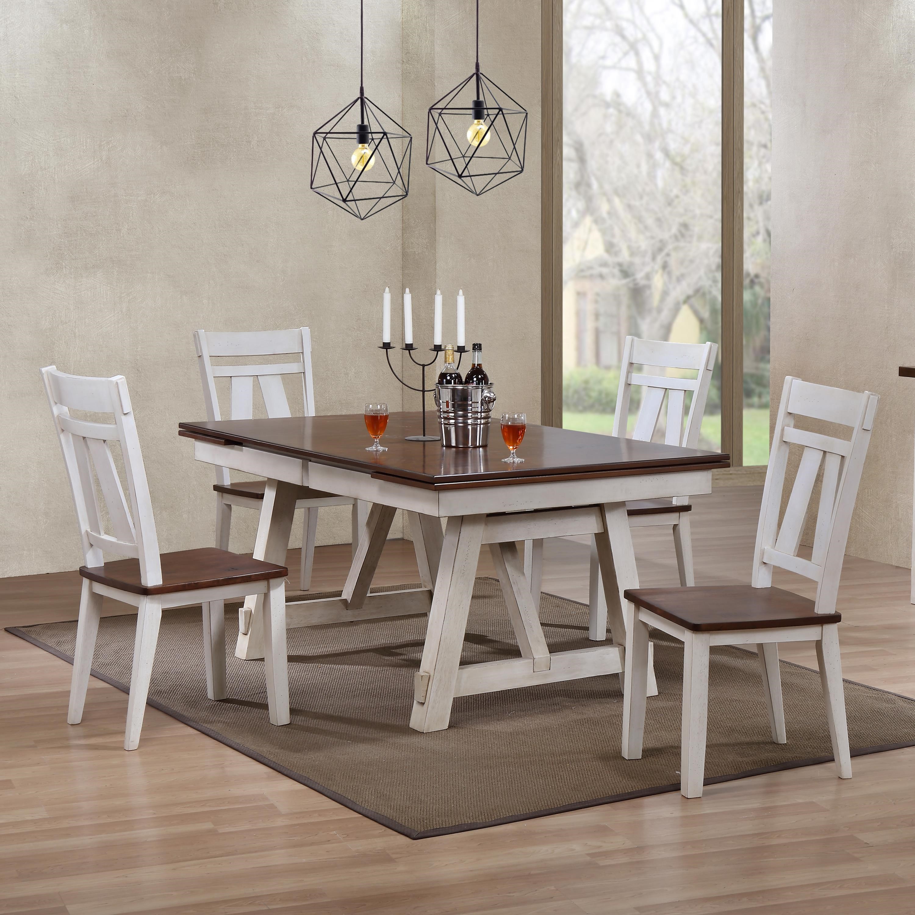 Bernards Winslow 5 Piece Two Tone Refectory Table Set Wayside Furniture Dining 5 Piece Sets