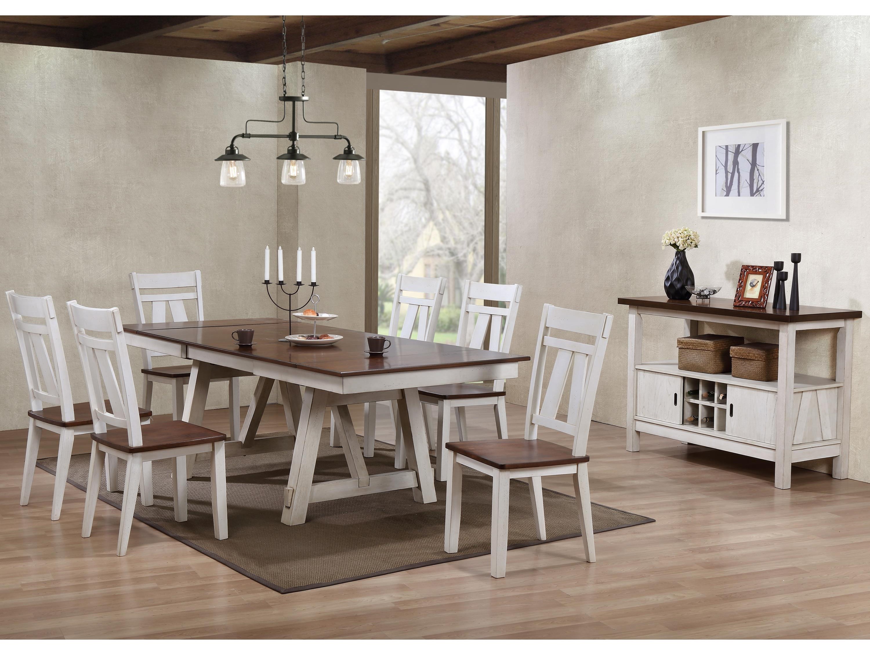 Bernards Winslow 6 Piece Two Tone Refectory Table Set With Bench Wayside Furniture Table Chair Set With Bench