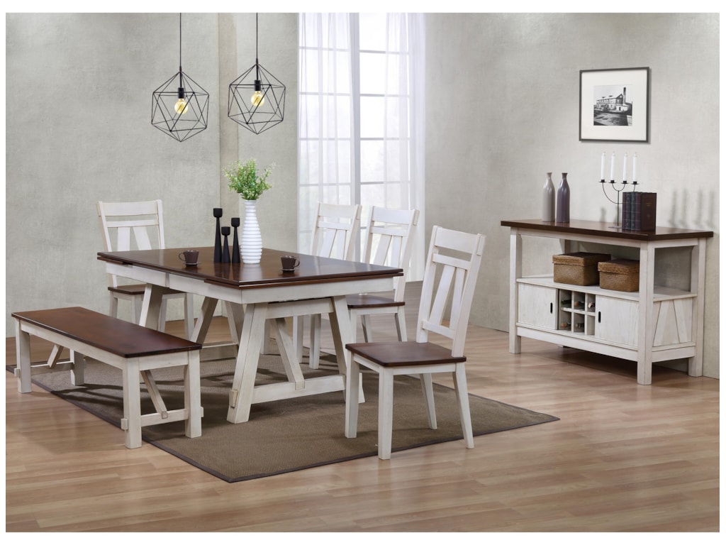 Bernards Winslow 6 Piece Two Tone Refectory Table Set With Bench Wayside Furniture Table Chair Set With Bench Bernards Winslow 6 Piece Two Tone Refectory Table Set With Bench Wayside Furniture Table Chair Set With Bench