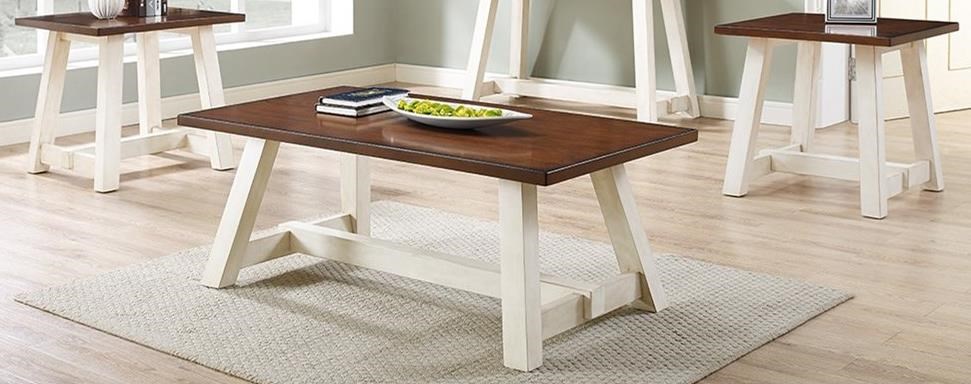 Bernards Winslow 3 Piece Occasional Table Set With Saw Horse Style Bases Wayside Furniture Occasional Groups