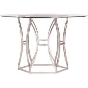 Bernhardt Argent Modern Round Dining Table With Metal Base And Glass Top Belfort Furniture Kitchen Tables