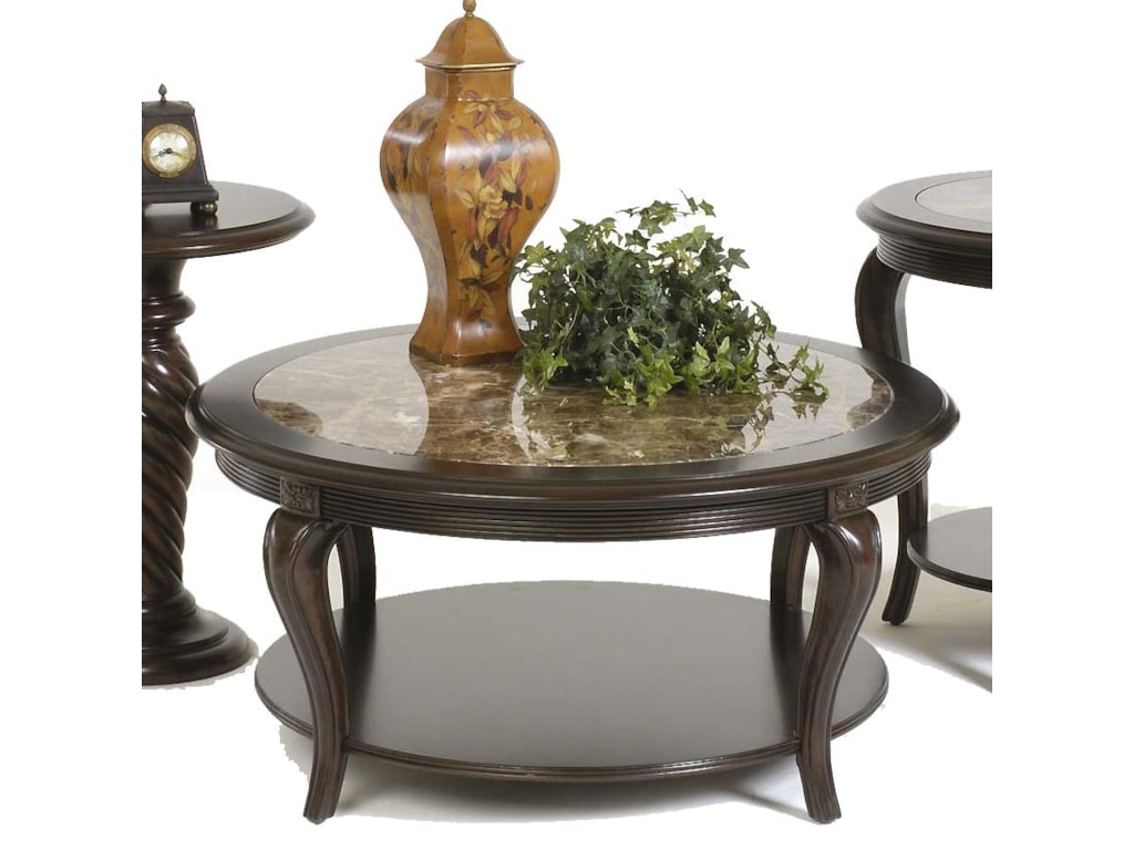 Bernhardt Belmont 40 Round Tail Table With Marble Inset Top Bernhardt Belmont 40 Round Tail Table With Marble Inset Top
