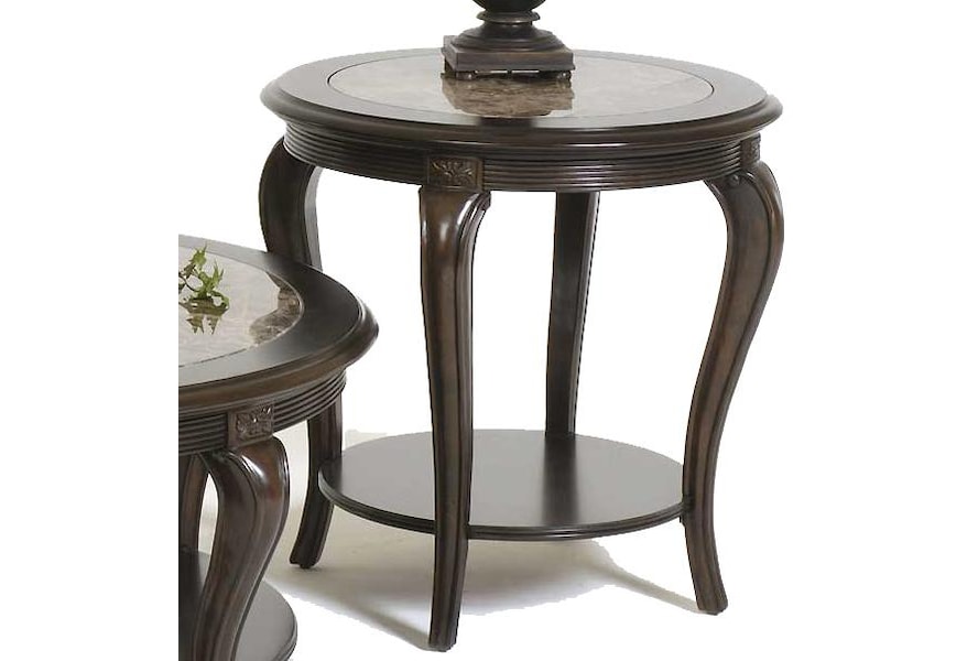 Bernhardt Belmont 26 Round End Table With Marble Inset
