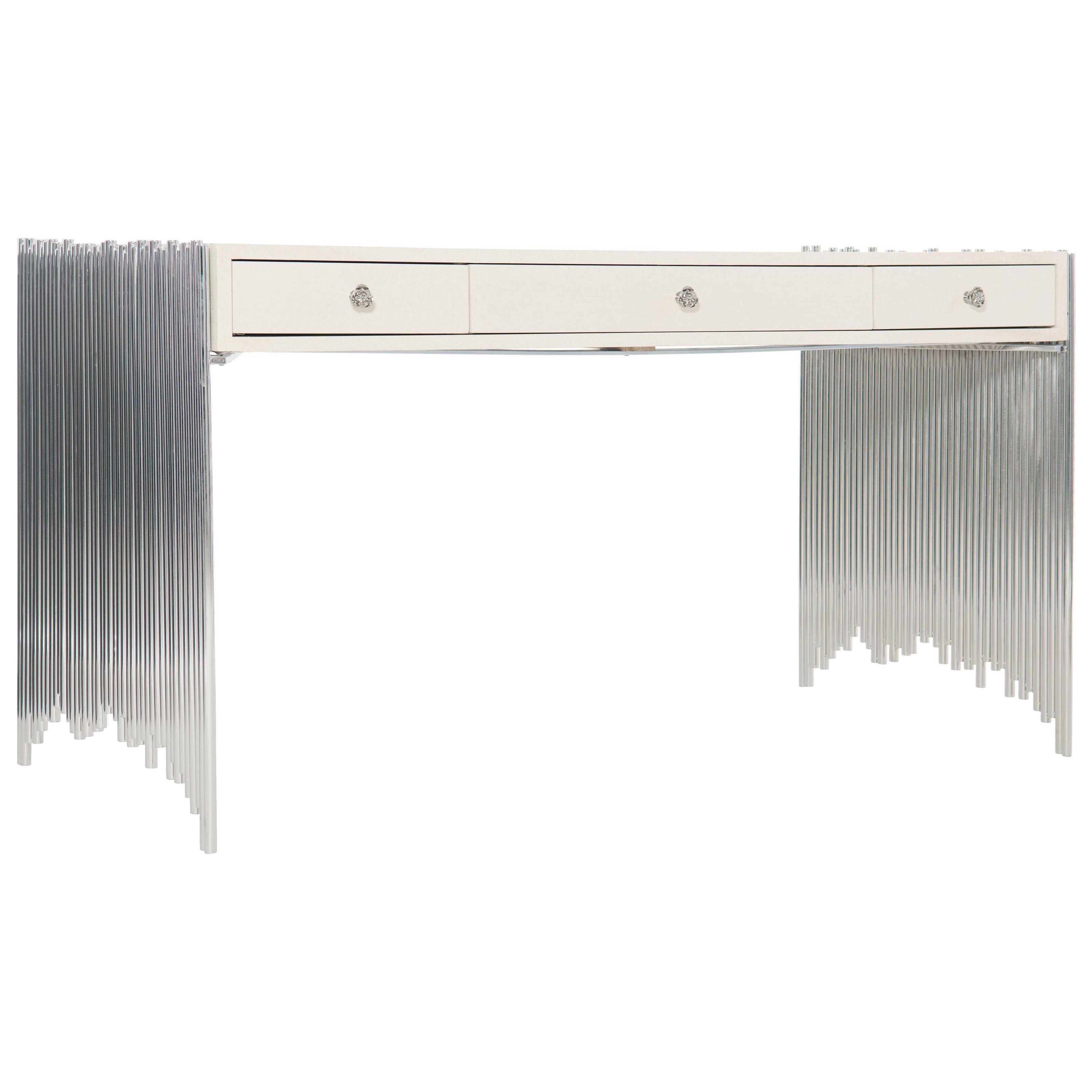 Bernhardt Calista 388 510 Transitional Metal Desk With Drawers Thornton Furniture Table Desks Writing Desks