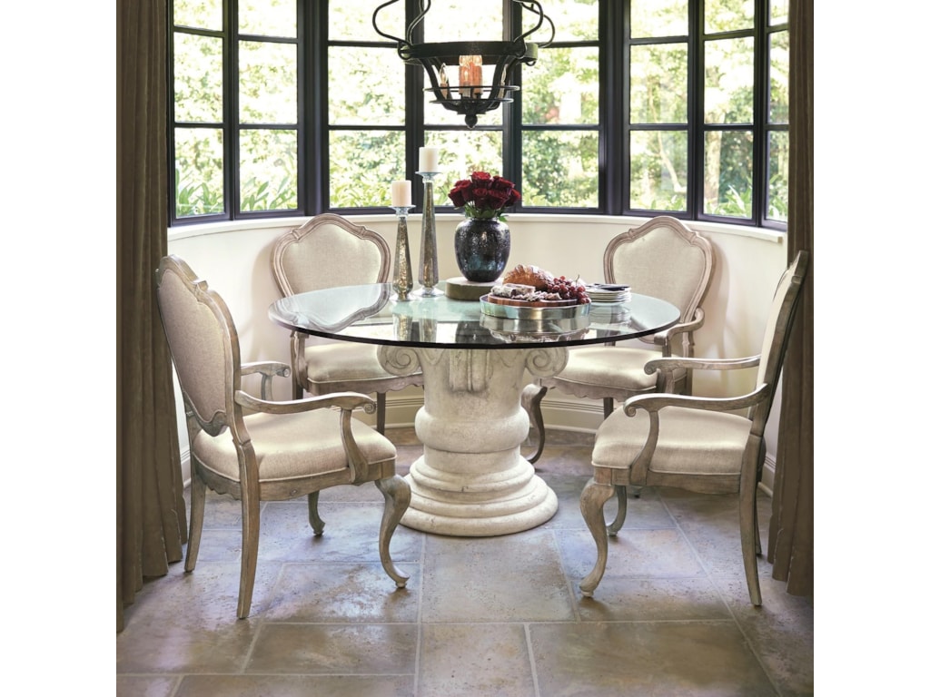 Bernhardt Campania 5 Piece Dining Set With Round Glass Table Bernhardt Campania 5 Piece Dining Set With Round Glass Table