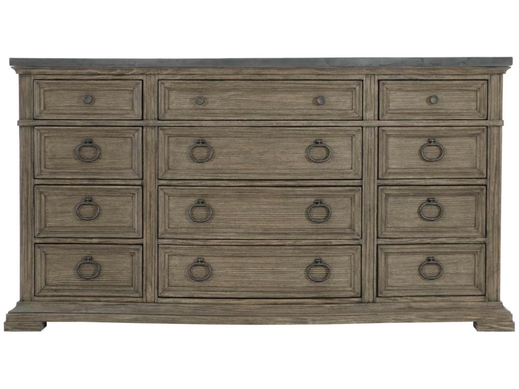 Bernhardt Canyon Ridge Transitional 12 Drawer Dresser With Concrete Top Wayside Furniture Dressers