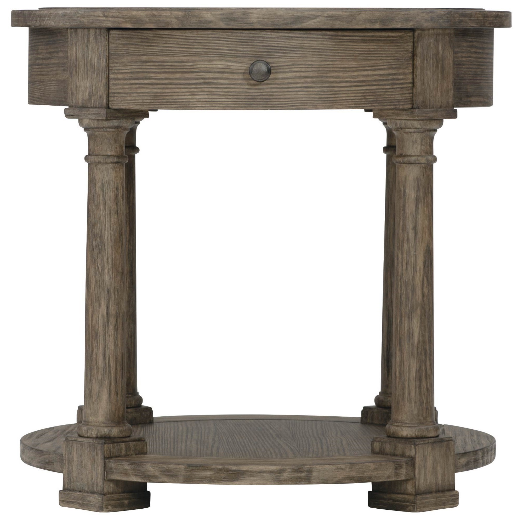 Bernhardt Canyon Ridge Transitional Round 1 Drawer Side Table Darvin Furniture End Tables