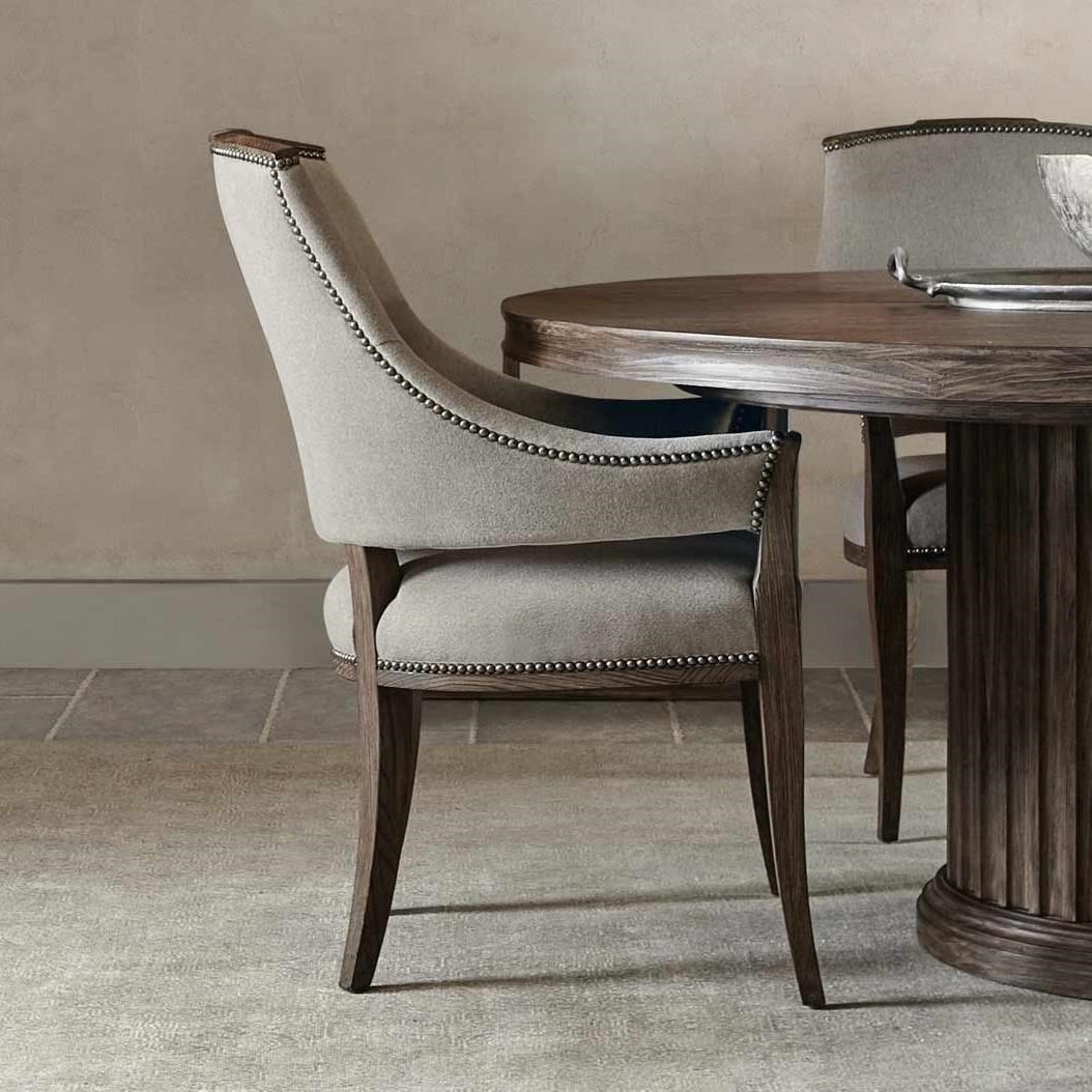 Bernhardt Canyon Ridge Transitional Upholstered Arm Chair With Nailhead Trim Belfort Furniture Dining Arm Chairs