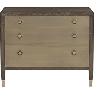 Bernhardt Clarendon 377 228 Three Drawer Nightstand With Metal Wrapped Door Fronts Dunk Bright Furniture Night Stands