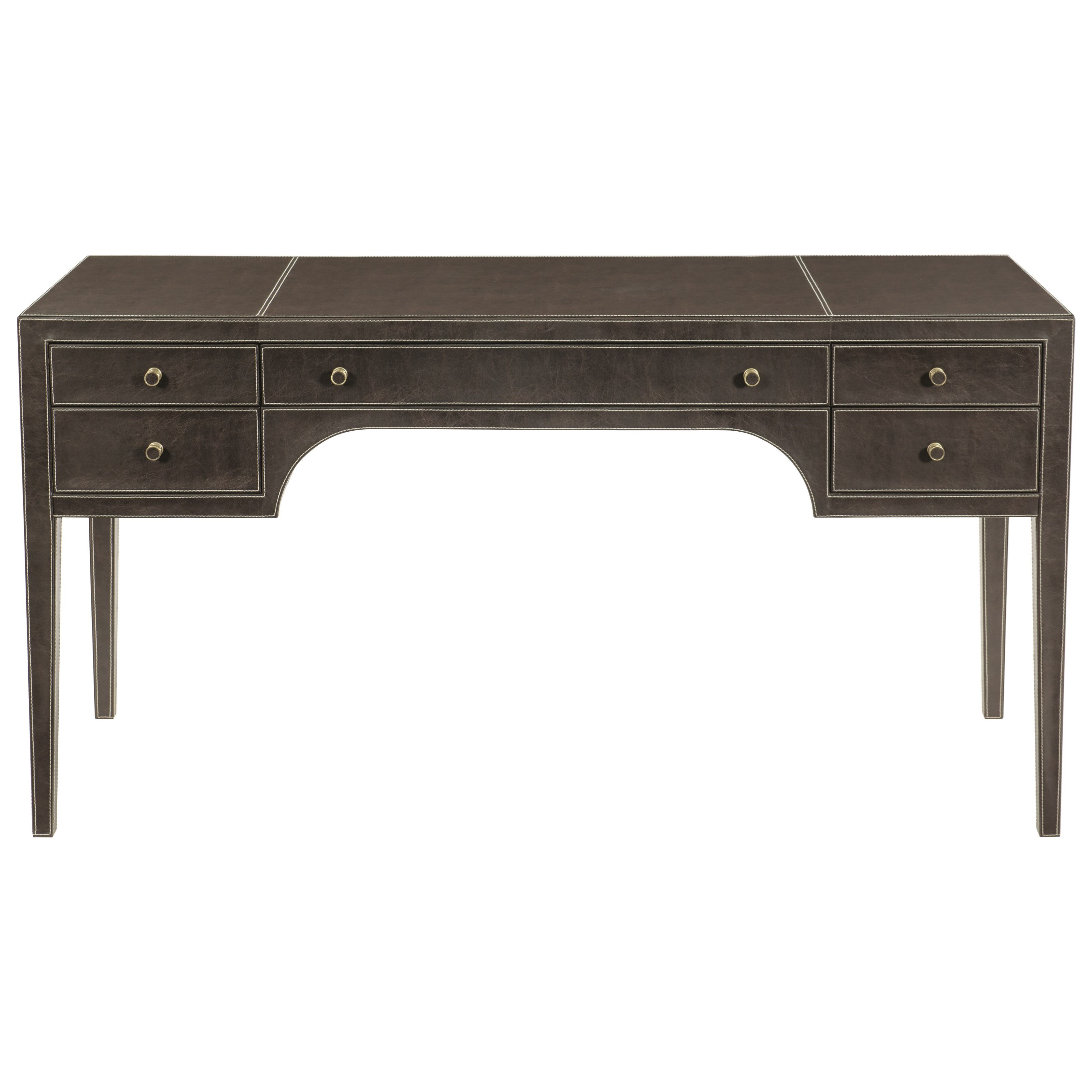 Bernhardt Clarendon 377 512 5 Drawer Leather Wrapped Desk Dunk