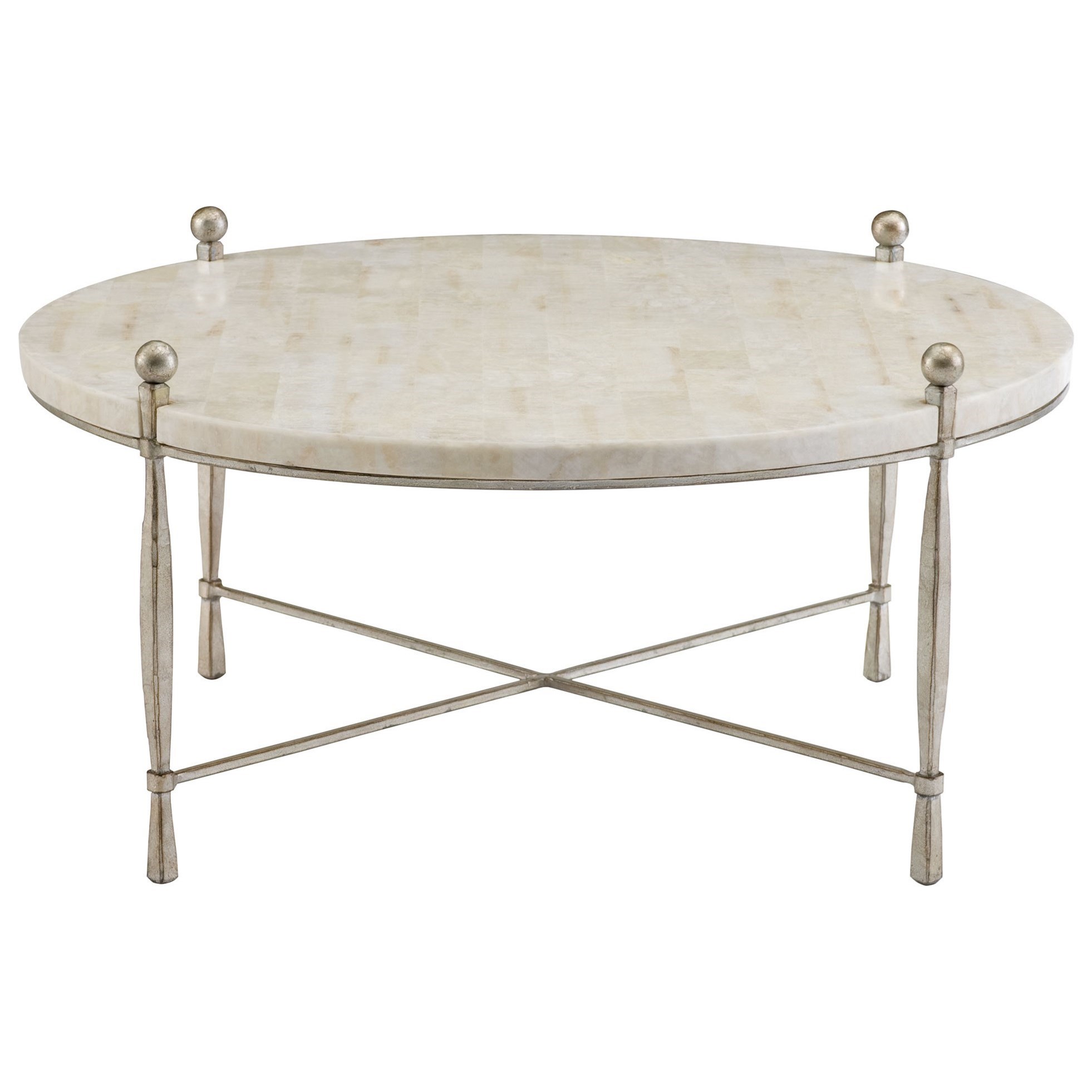 Bernhardt Clarion Round Cocktail Table With White Stone Top