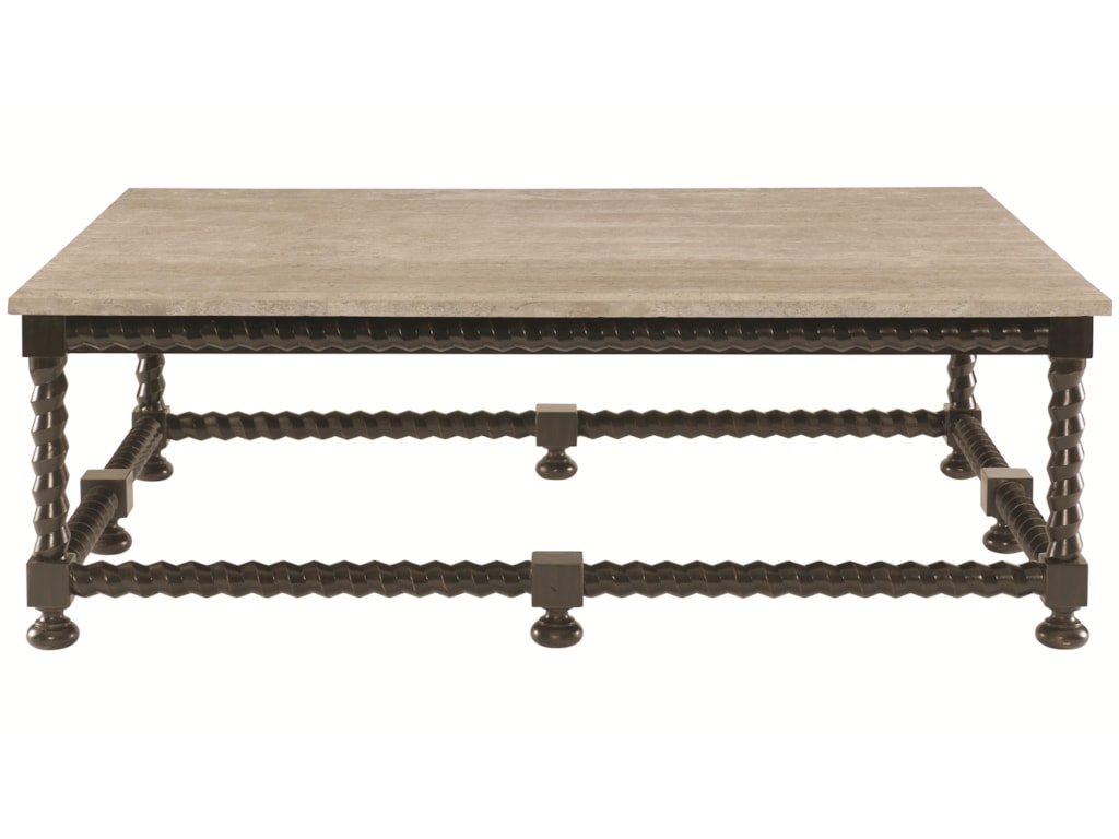 Alcott Ave Cocktail Table With Travertine Stone Top By Bernhardt At Morris Home